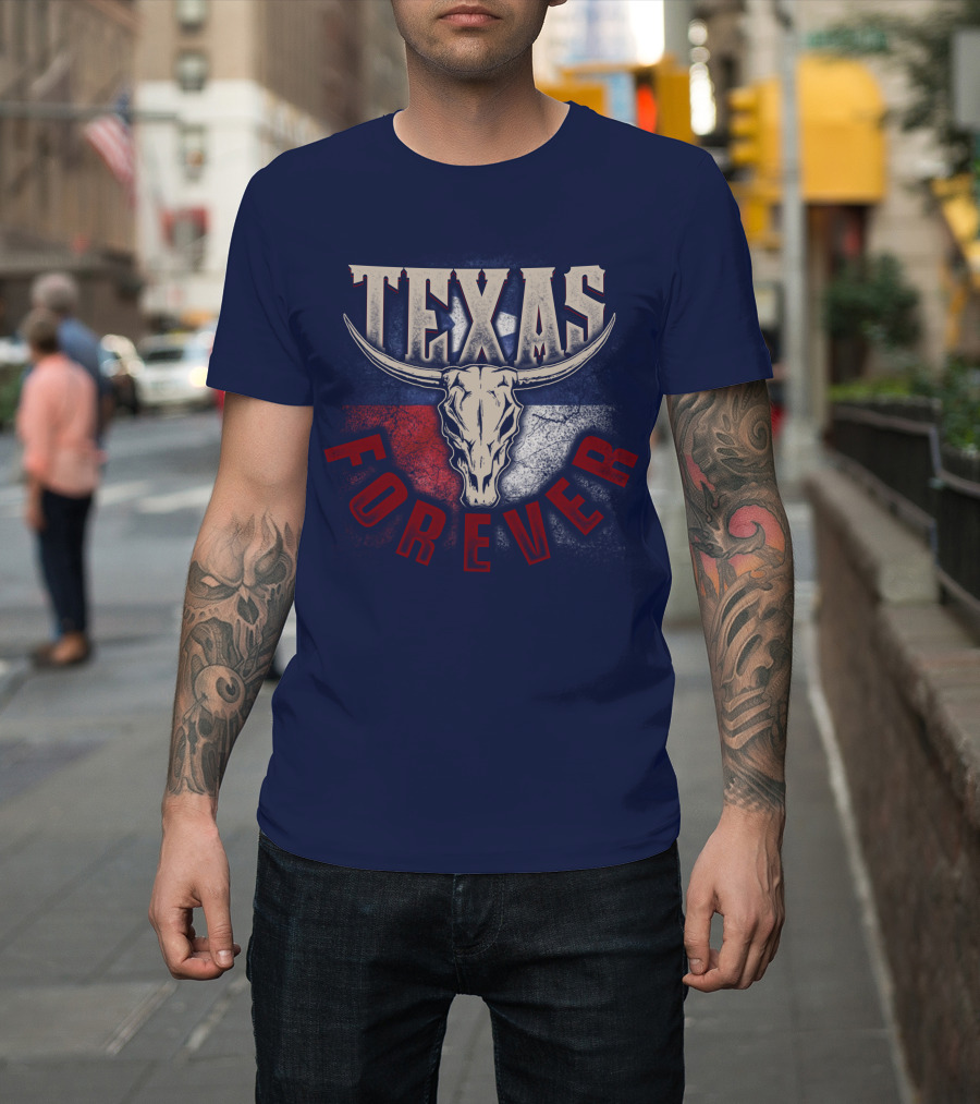 Texas Forever Longhorn Skull State Pride T-Shirt