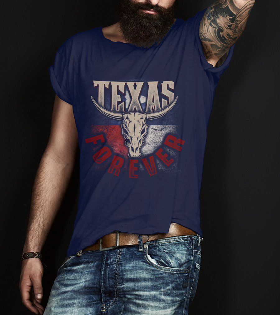 Texas Forever Longhorn Skull State Pride T-Shirt