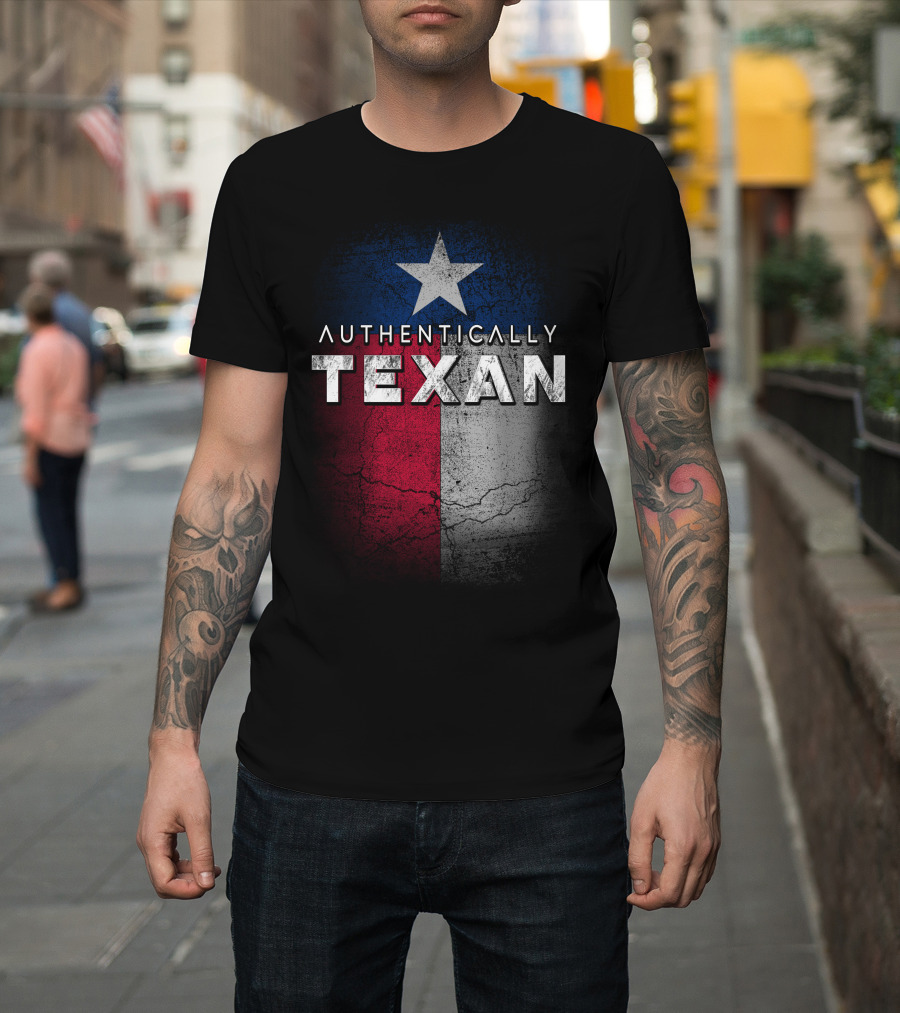 Authentically Texan Lone Star Flag Style T-Shirt