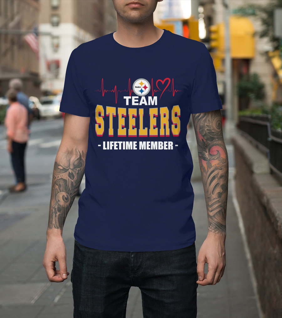 Team Steelers Lifetime Member Pittsburgh Steelers Heartbeat T-Shirt