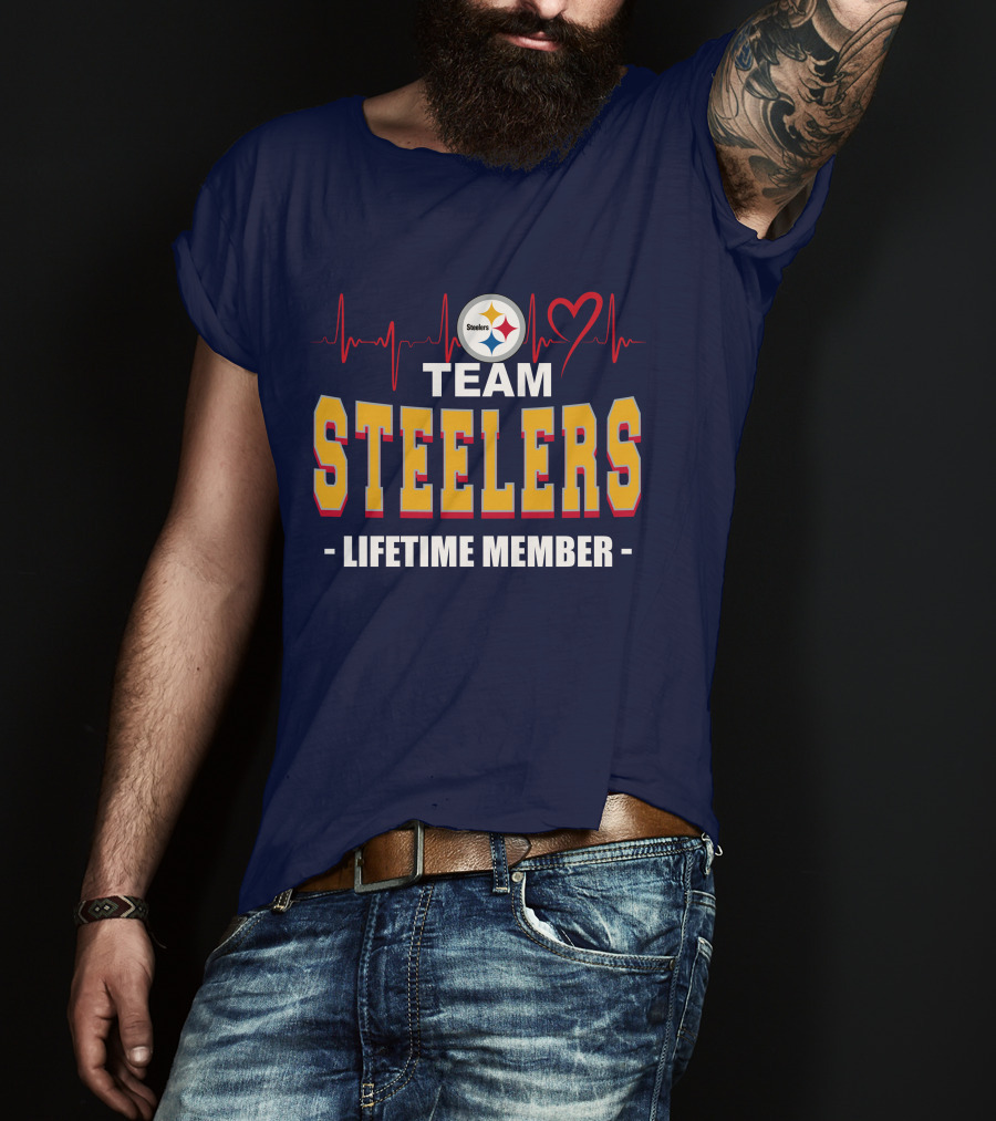 Team Steelers Lifetime Member Pittsburgh Steelers Heartbeat T-Shirt