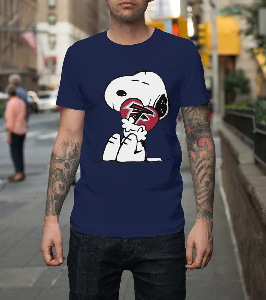 Snoopy Atlanta Falcons Logo Heart Hug T-Shirt