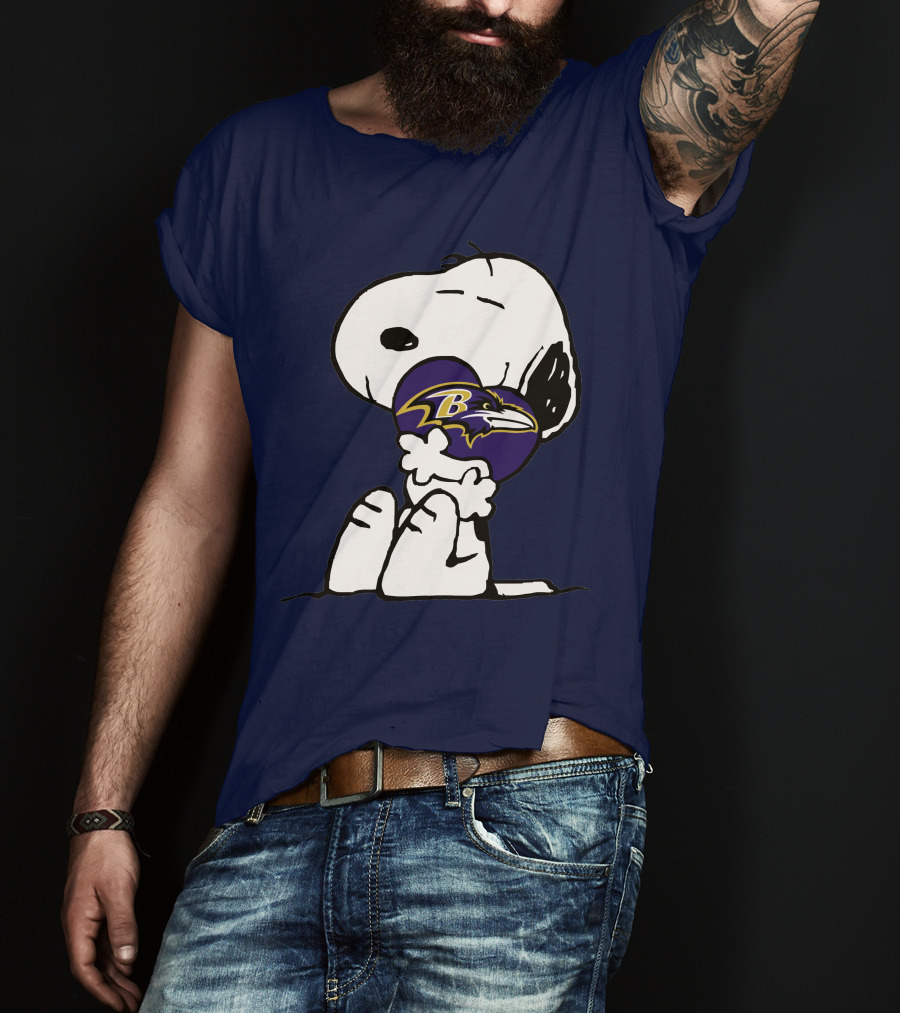 Baltimore Ravens Snoopy Hugging T-Shirt