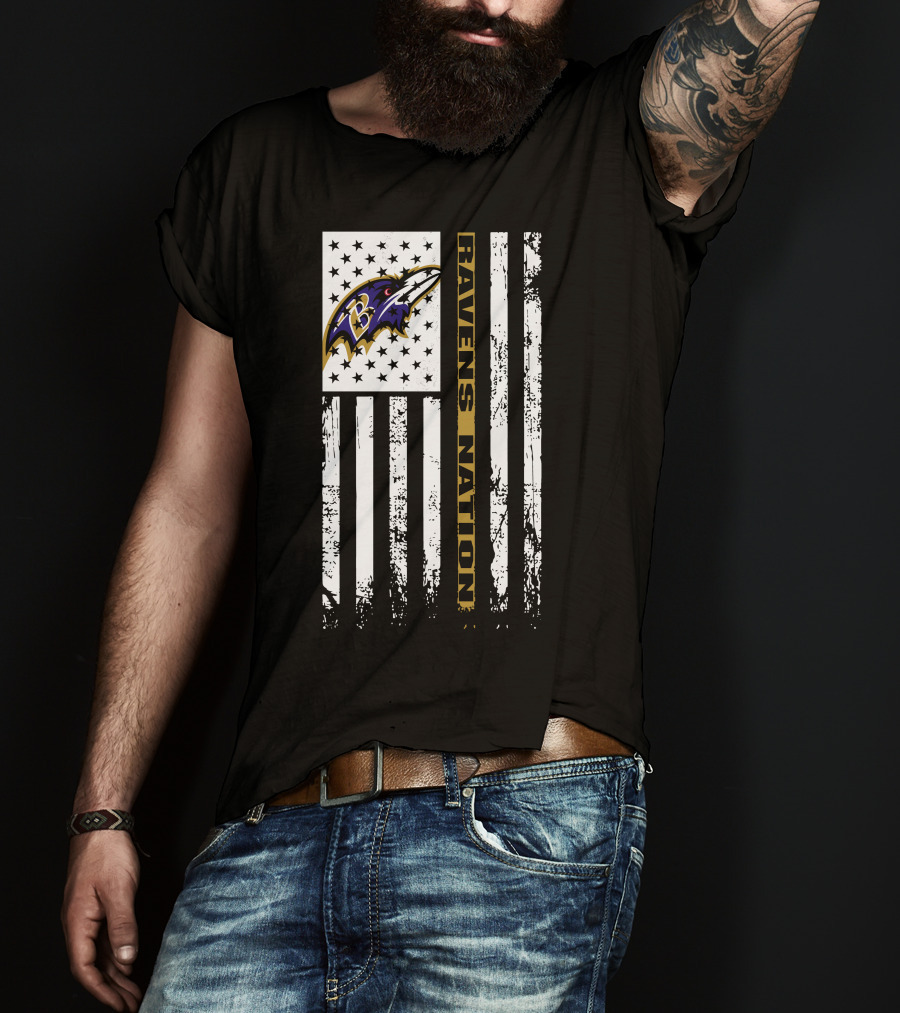 Ravens Nation American Flag Baltimore Ravens T-Shirt