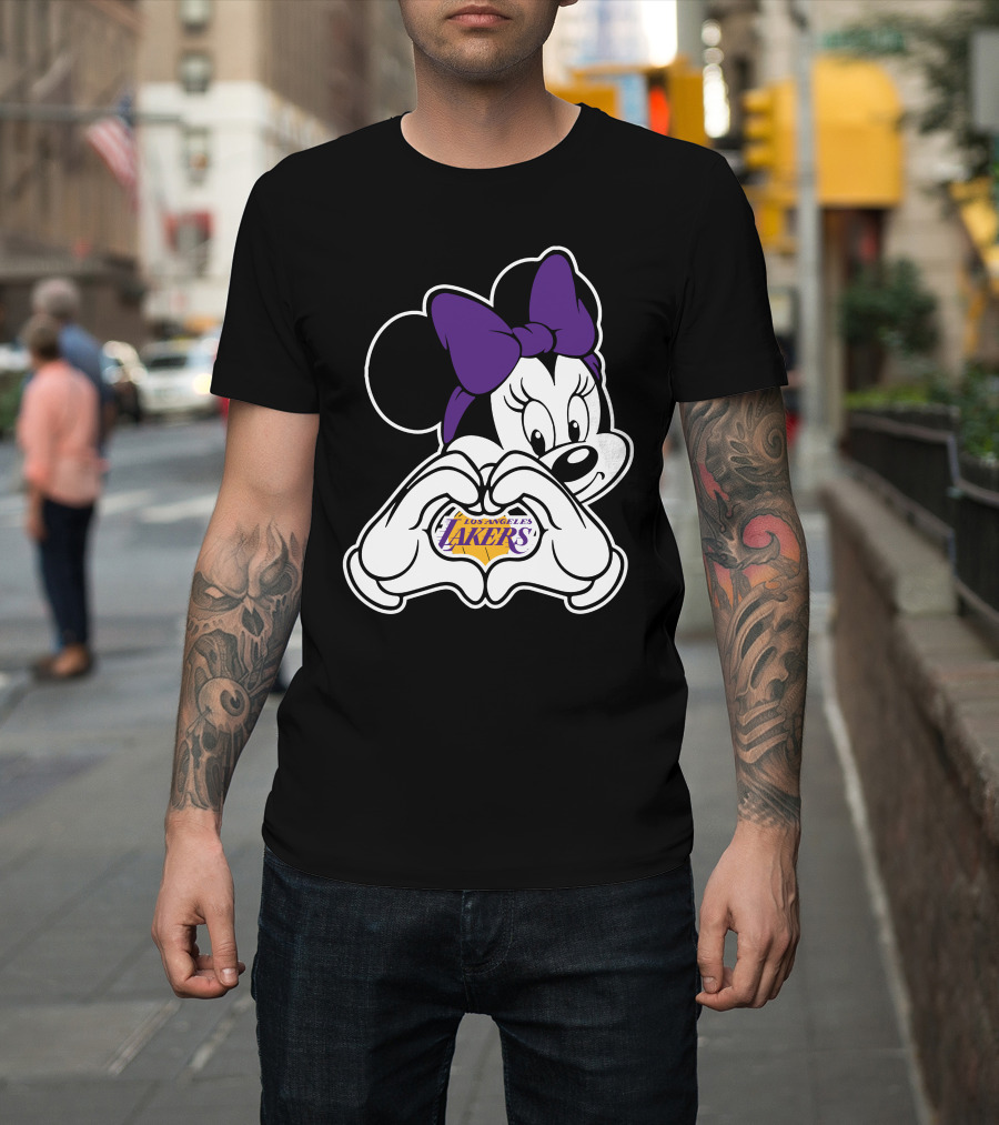 Los Angeles Lakers Minnie Mouse Heart Hands T-Shirt