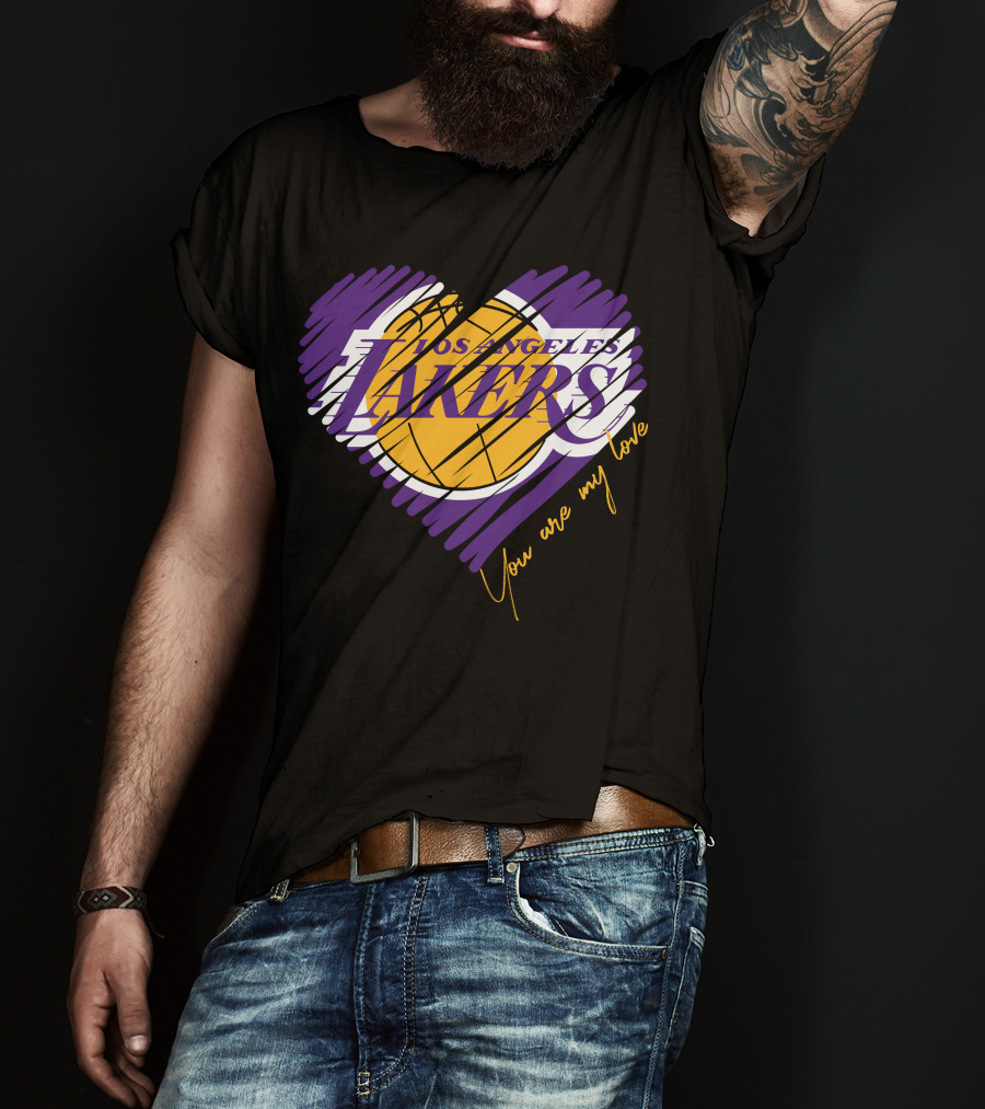Los Angeles Lakers You Are My Love Heart Basketball T-Shirt