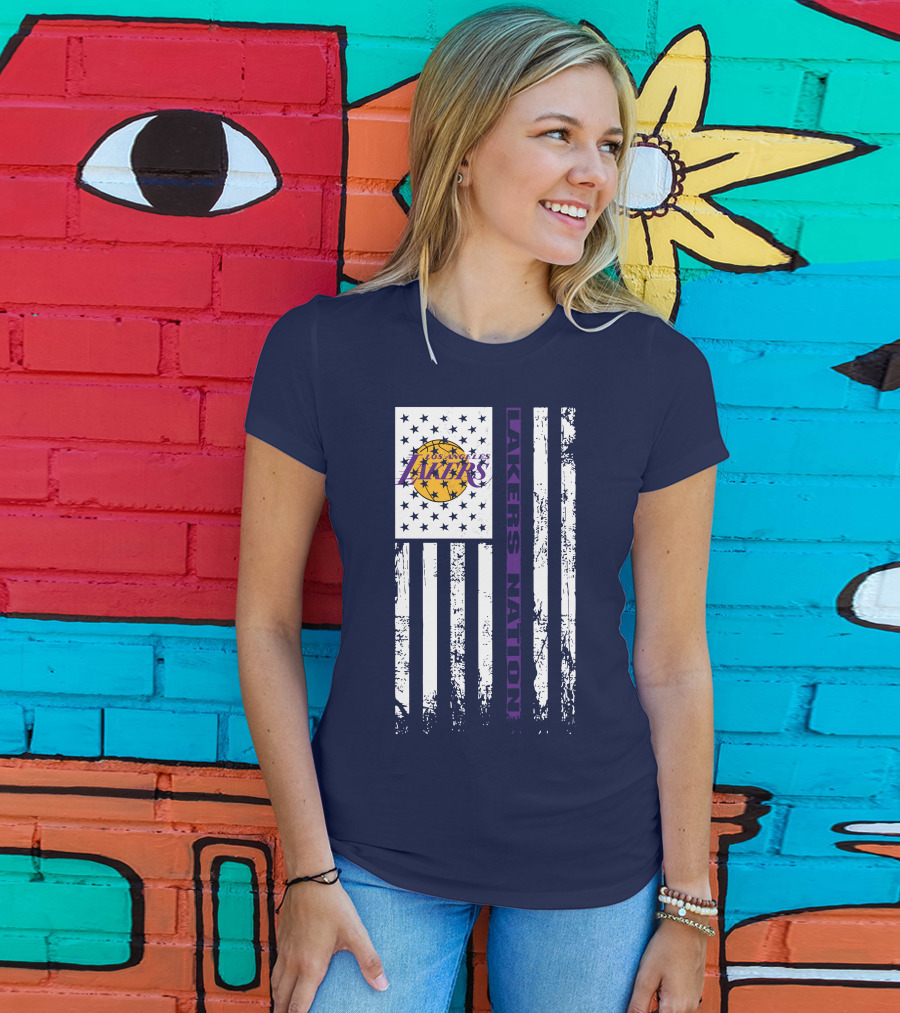 Los Angeles Lakers Nation Flag Stars Stripes T-Shirt