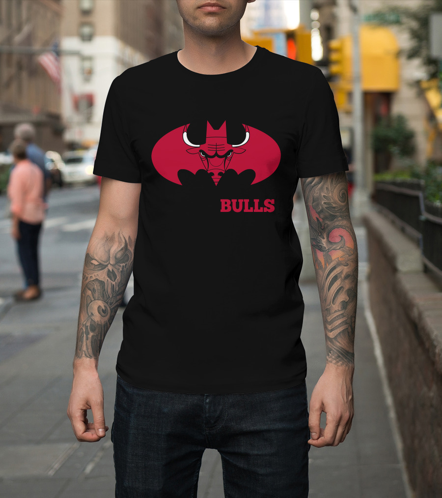 Chicago Bulls Red Batman Logo Mashup T-Shirt