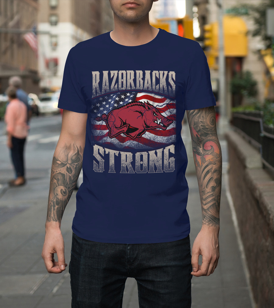 Razorbacks Strong American Flag T-Shirt
