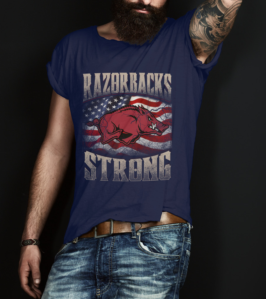 Razorbacks Strong American Flag T-Shirt