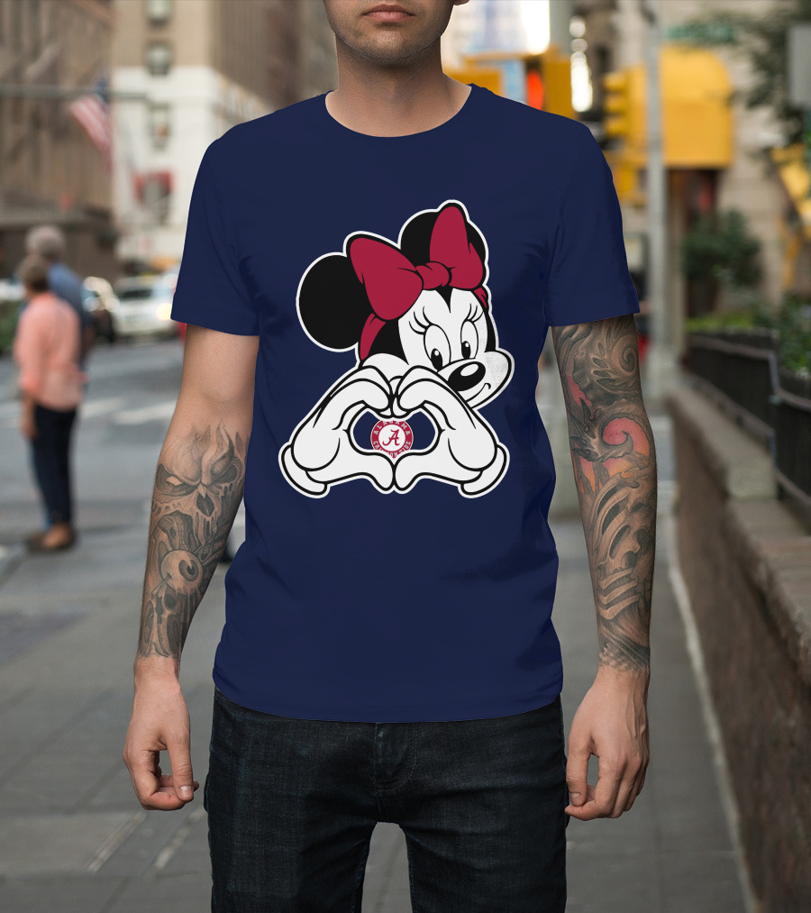 Alabama Crimson Tide Minnie Heart Hands T-Shirt