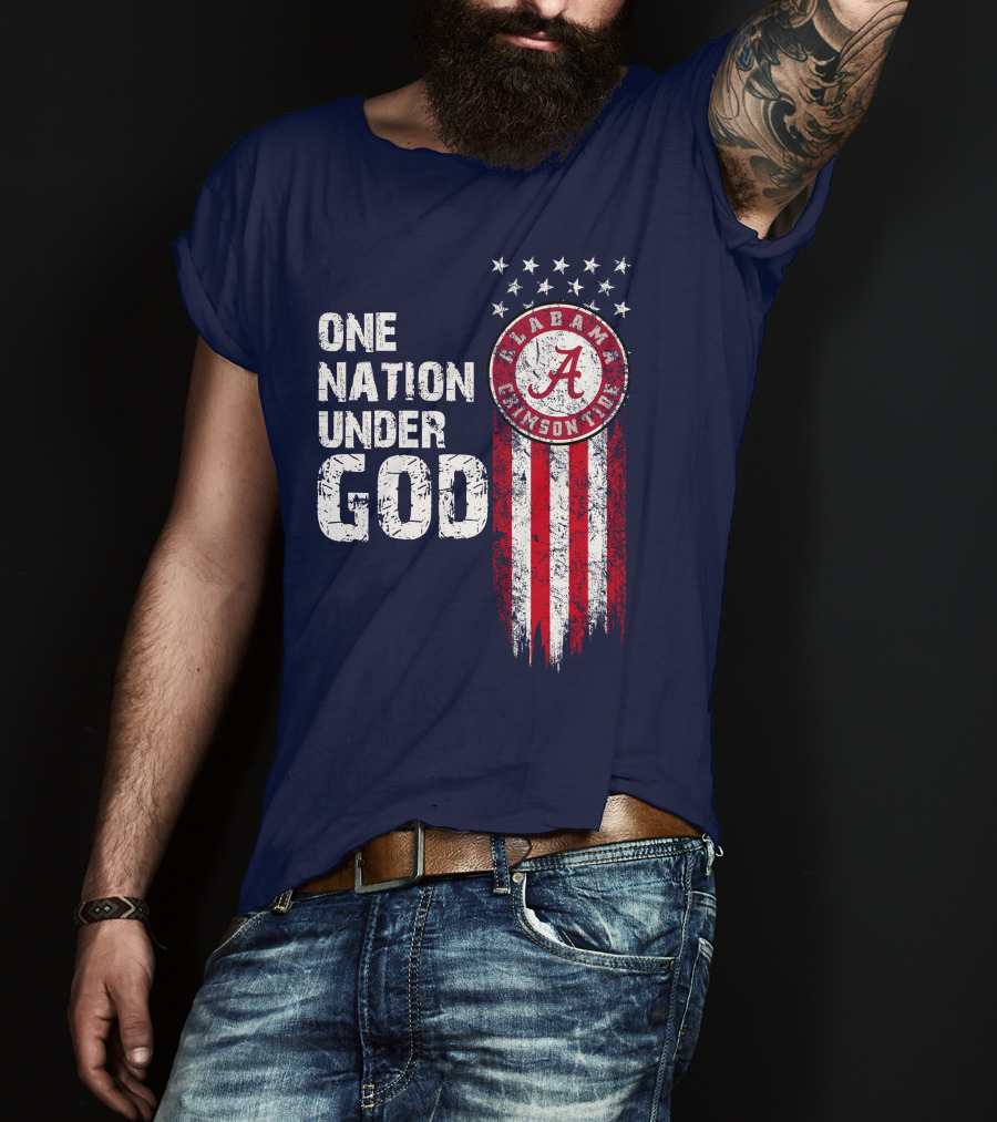 One Nation Under God Alabama Crimson Tide Stars And Stripes T-Shirt