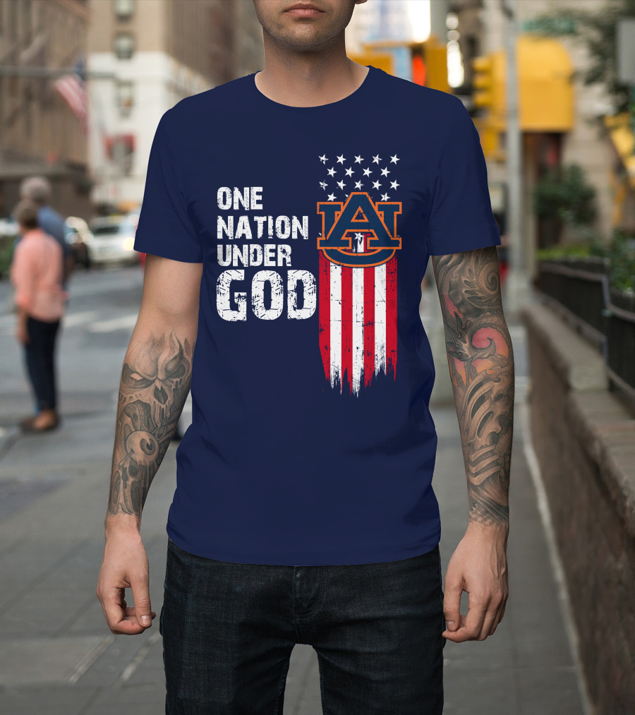 One Nation Under God Auburn Tigers Logo Stars And Stripes T-Shirt