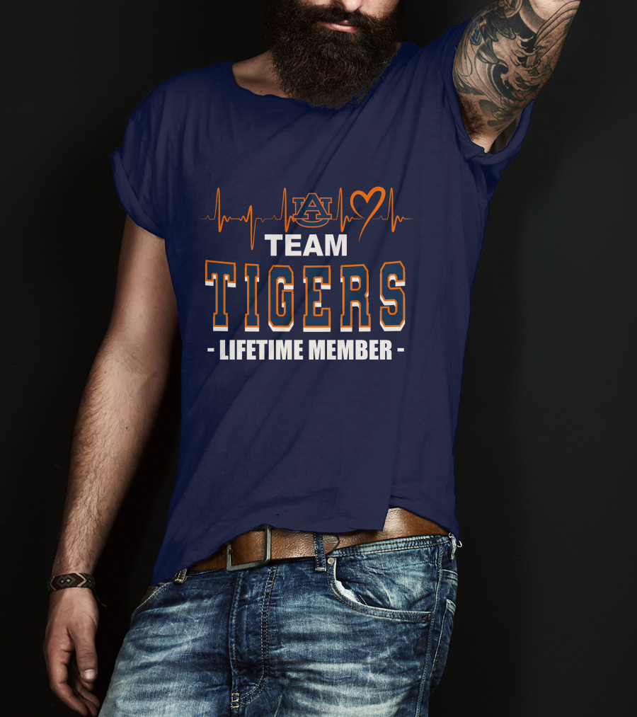 Team Tigers Lifetime Member Auburn Heartbeat T-Shirt