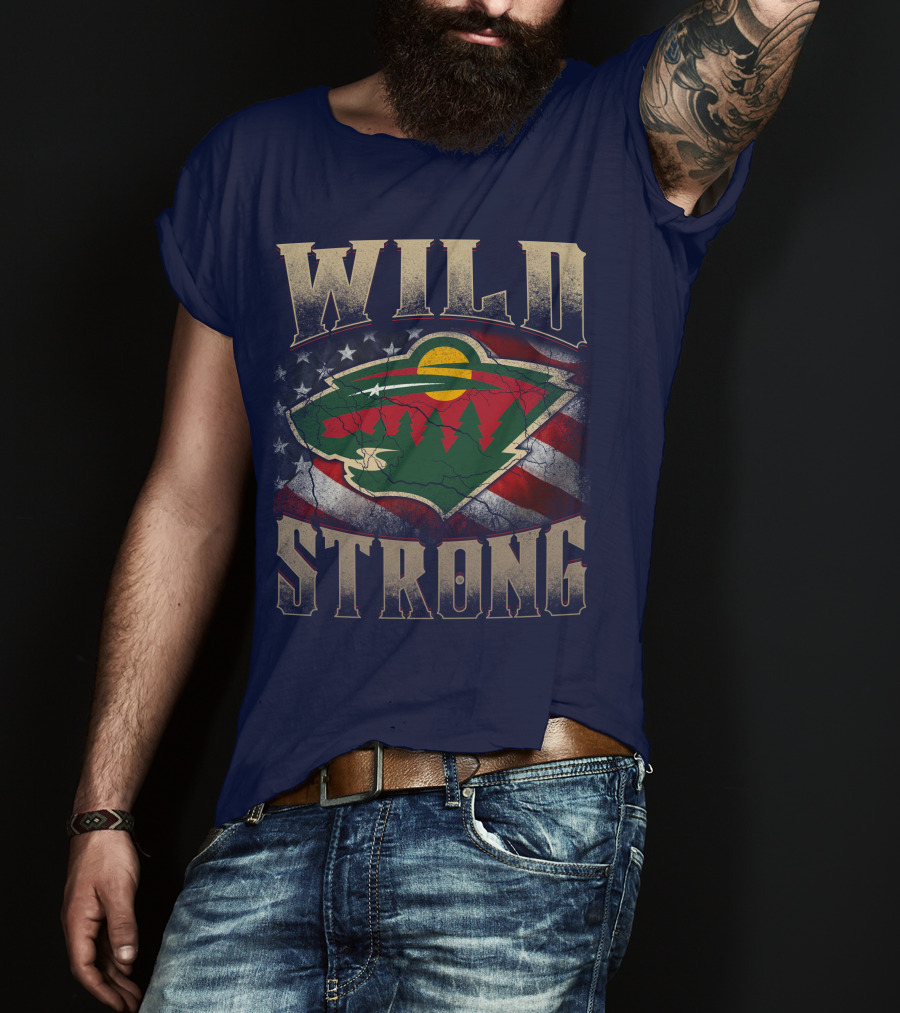 Wild Strong Minnesota Wild Logo American Flag T-Shirt