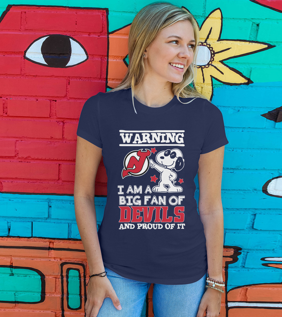 Warning New Jersey Devils Big Fan And Proud Of It T-Shirt