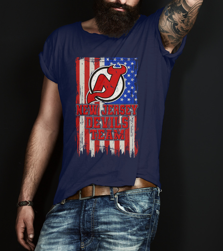 New Jersey Devils Team American Flag T-Shirt