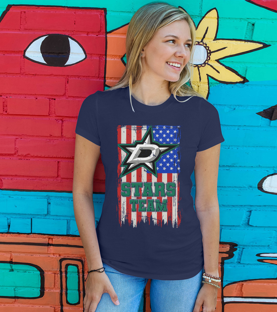 Stars Team Dallas American Flag T-Shirt