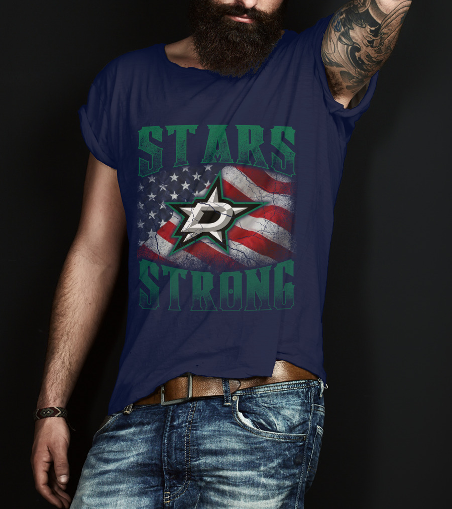 Dallas Stars Strong Usa Flag T-Shirt