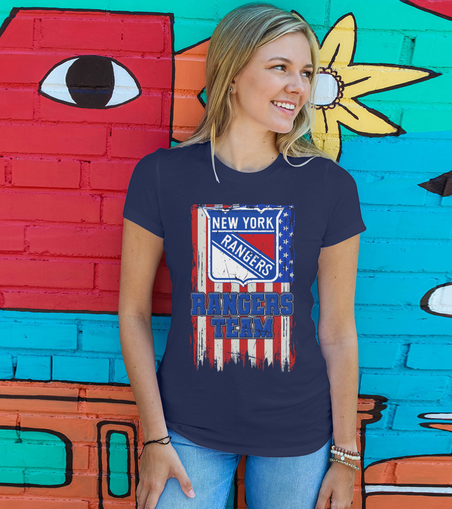 New York Rangers Team American Flag Style T-Shirt