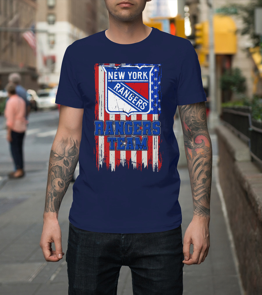 New York Rangers Team American Flag Style T-Shirt