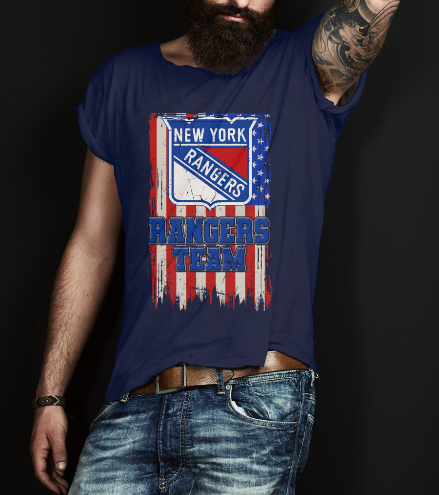 New York Rangers Team American Flag Style T-Shirt