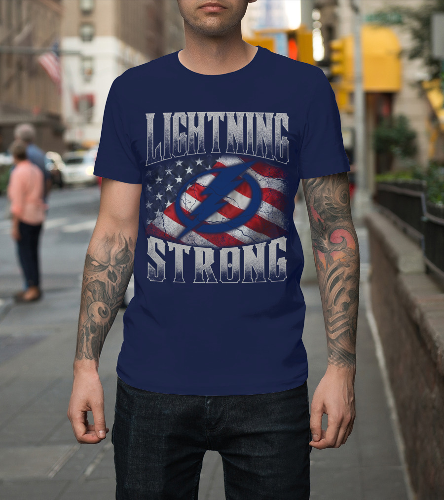 Tampa Bay Lightning Strong American Flag T-Shirt