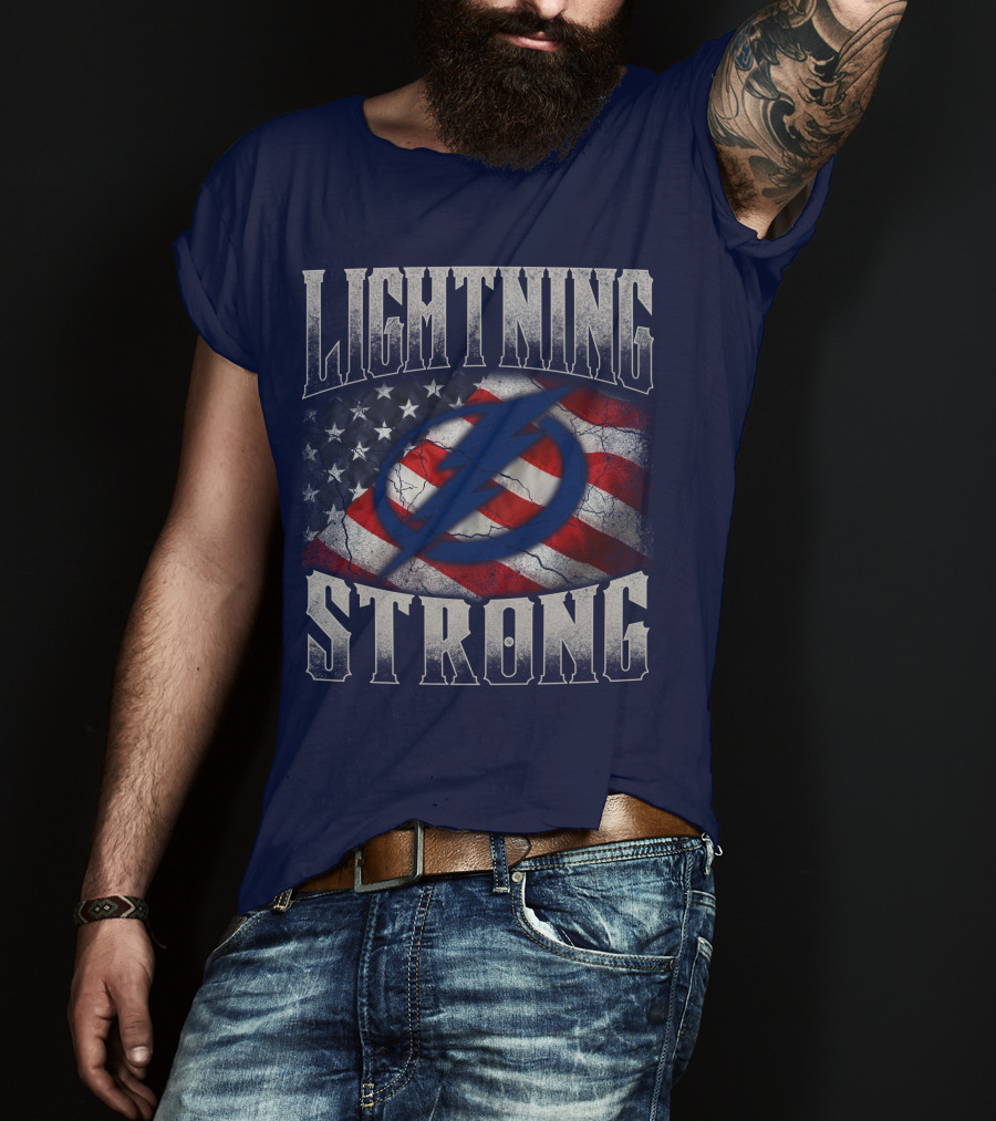 Tampa Bay Lightning Strong American Flag T-Shirt