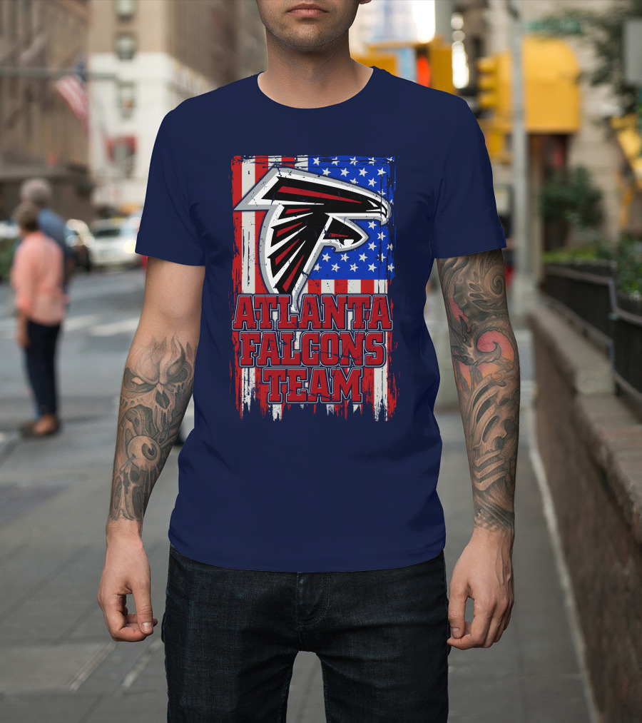 Atlanta Falcons Team American Flag T-Shirt