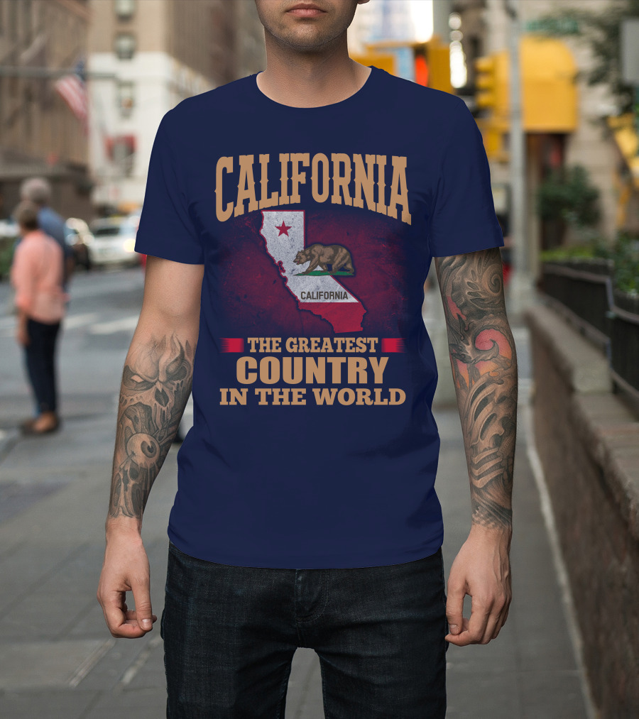 California The Greatest Country In The World Bear Flag Map T-Shirt