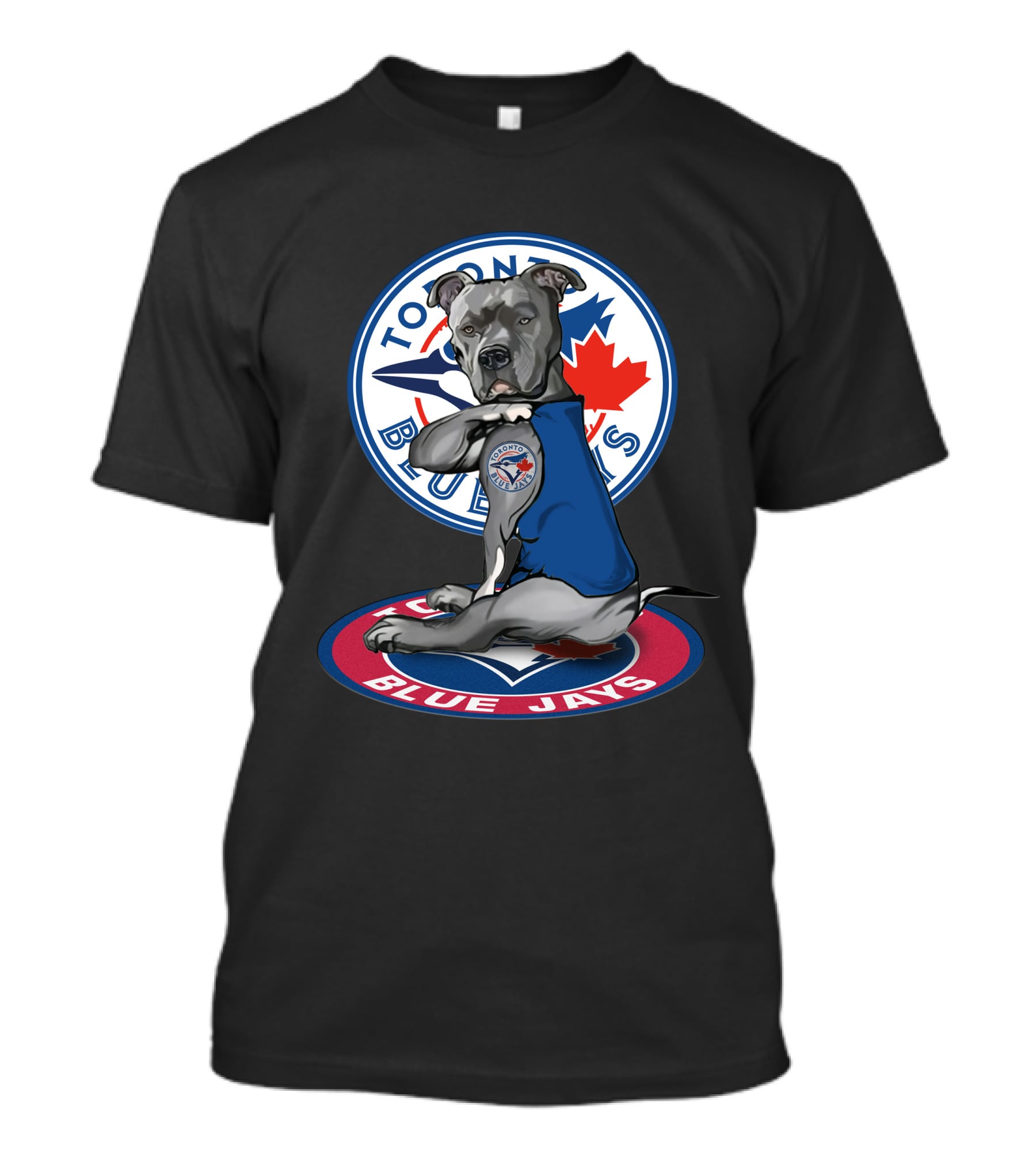 Toronto Blue Jays Dog Mascot With Logo And Canadian Maple Leaf T-Shirt