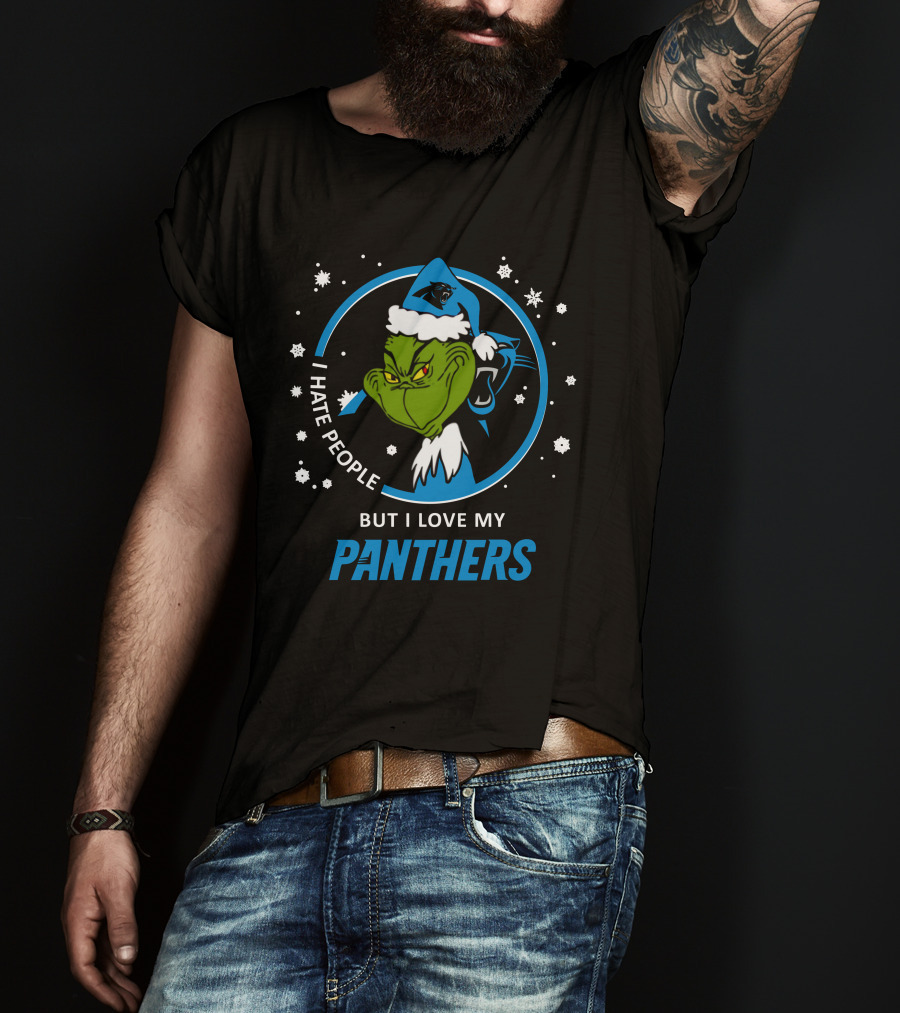 I Hate People But I Love My Panthers Grinch Carolina Panthers T-Shirt