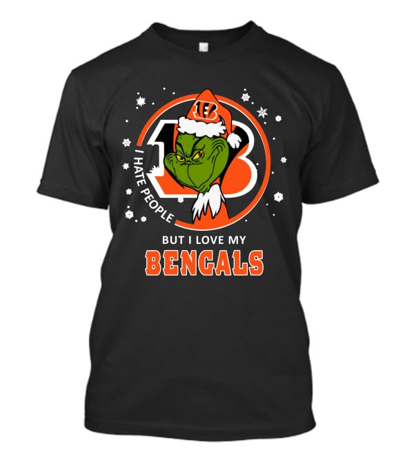 I Hate People But I Love My Bengals Ds004-07-Cincinnati Bengals Grinch Christmas Edition T-Shirt