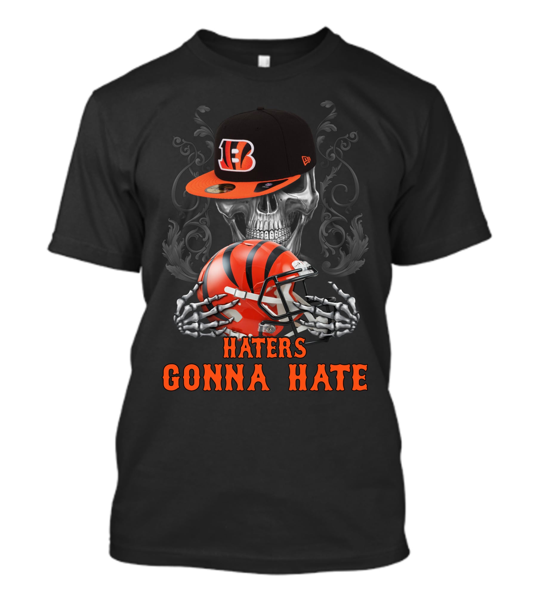 Haters Gonna Hate Cincinnati Bengals Skull Football Helmet T-Shirt