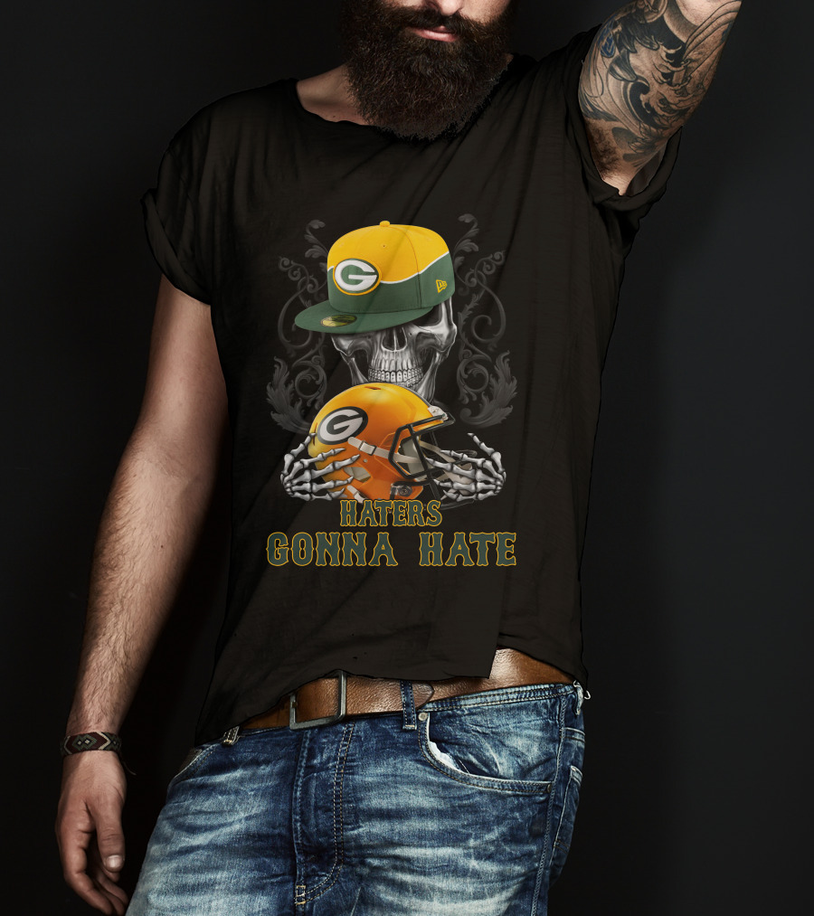 Haters Gonna Hate Green Bay Packers Skull Helmet Cap T-Shirt