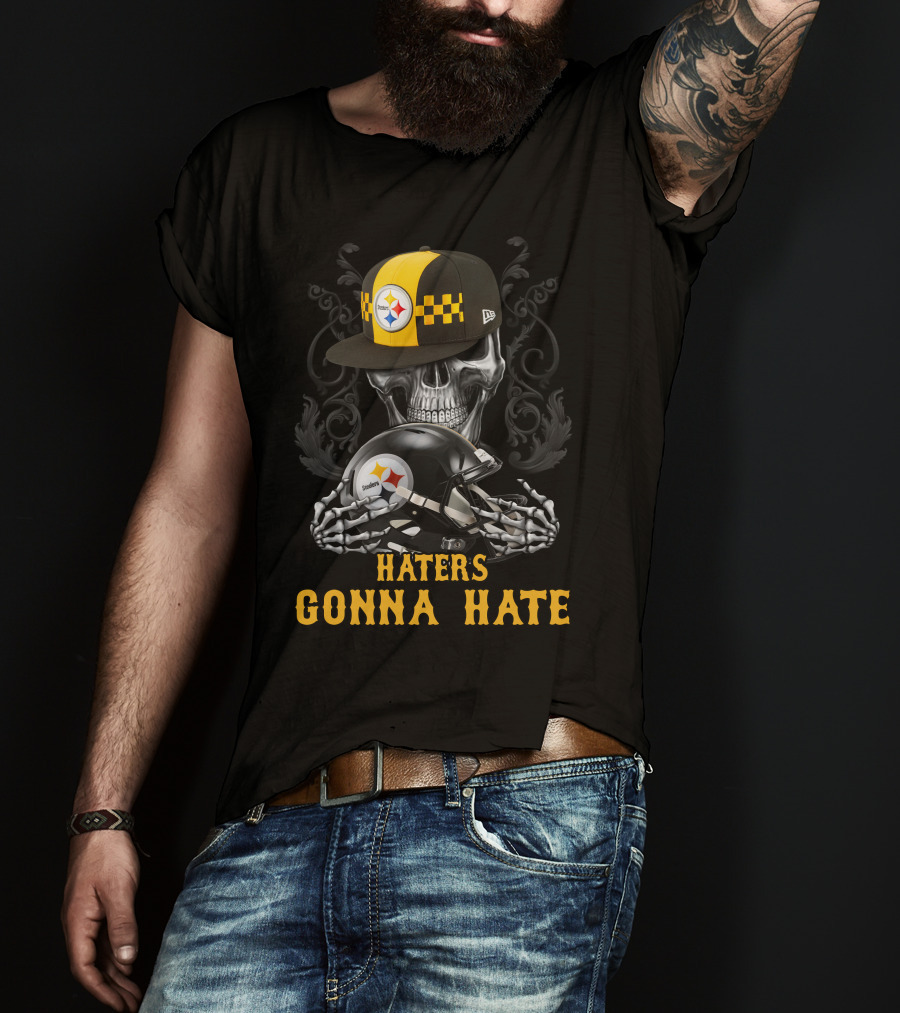 Haters Gonna Hate Pittsburgh Steelers Skull With Helmets T-Shirt