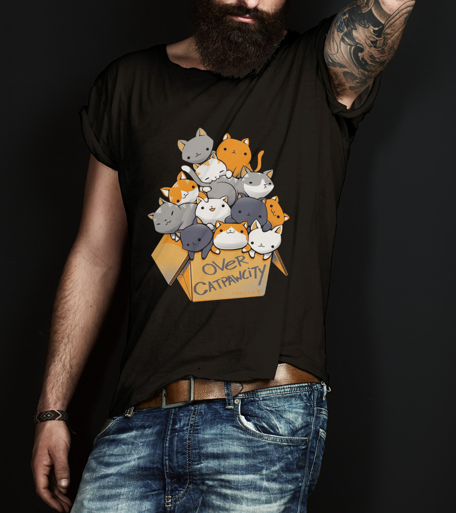 Over Catpawcity Cats In A Box Fragile T-Shirt