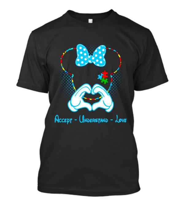 Minnie Mouse Puzzle Bow Accept Understand Love Autism Awareness T-Shirt