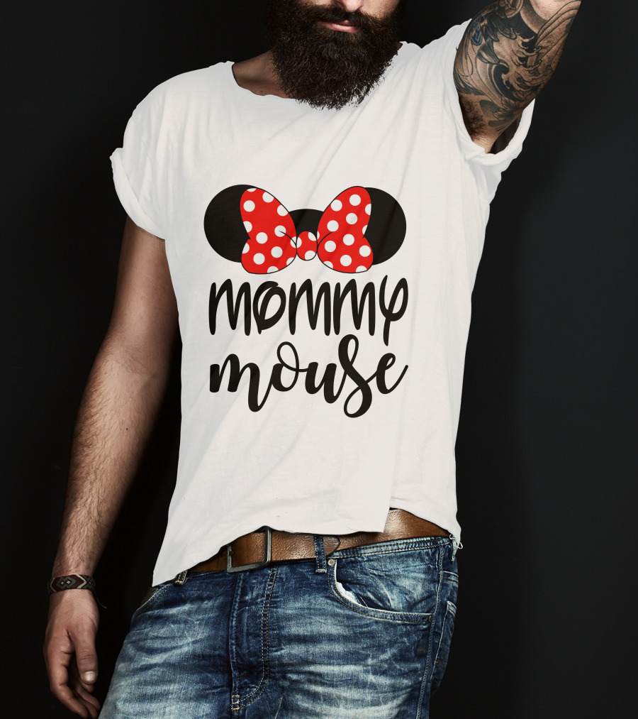 Mommy Mouse Red Polka Dot Bow Ears T-Shirt