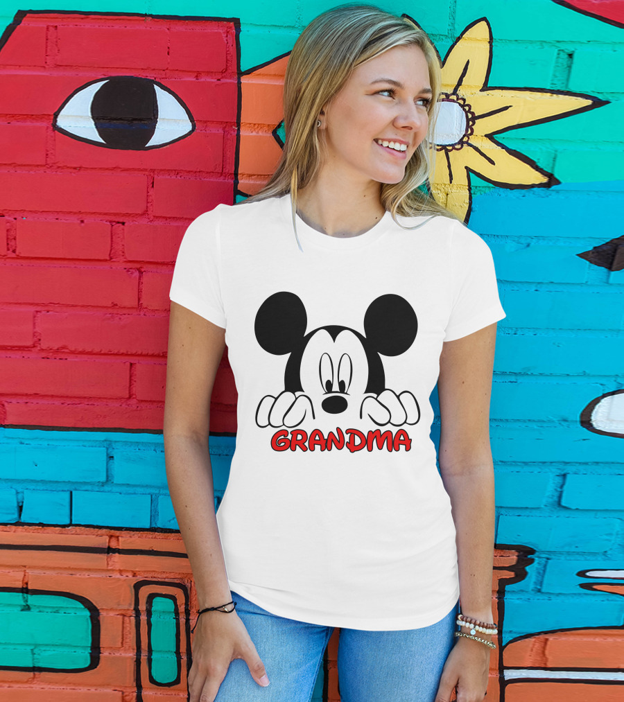 Mickey Mouse Grandma Peeking T-Shirt