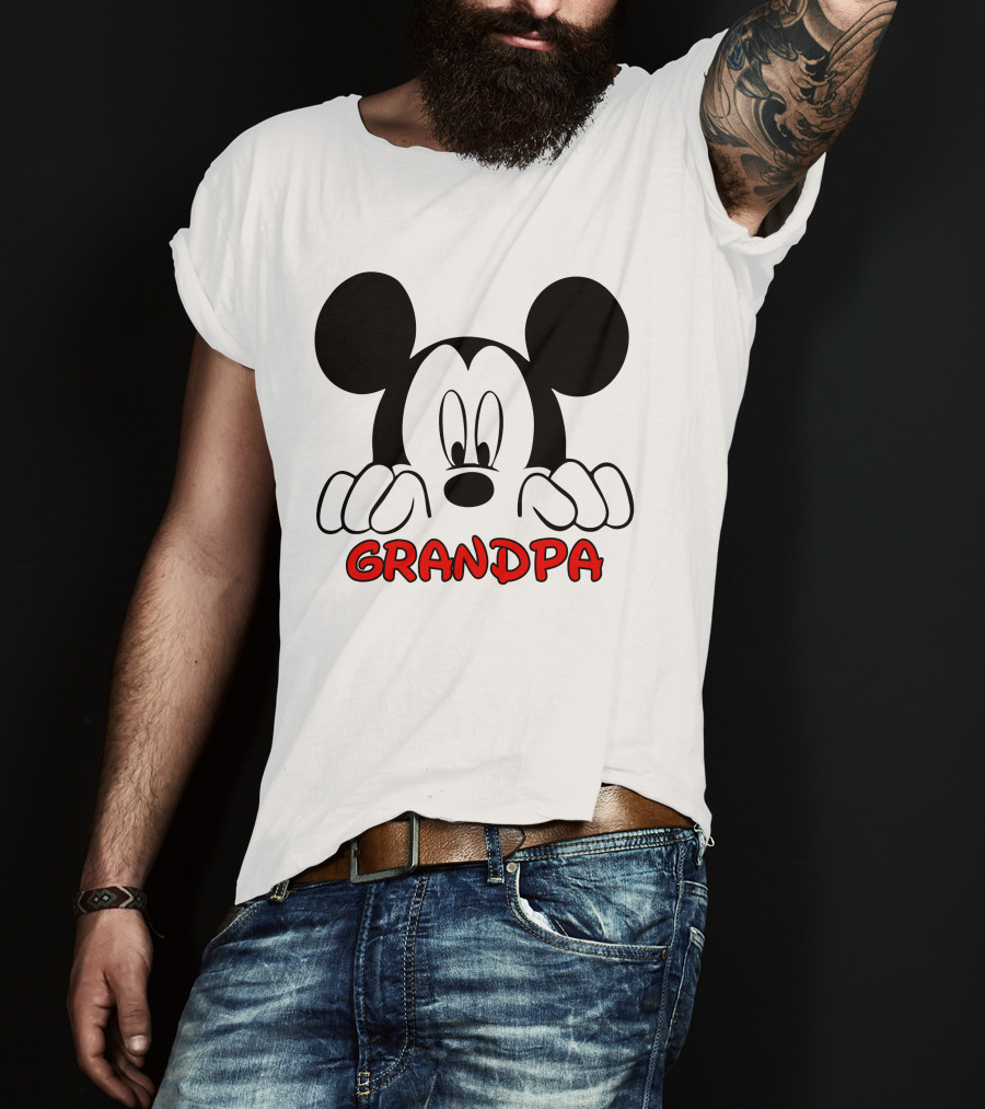Mickey Mouse Peeking Grandpa T-Shirt