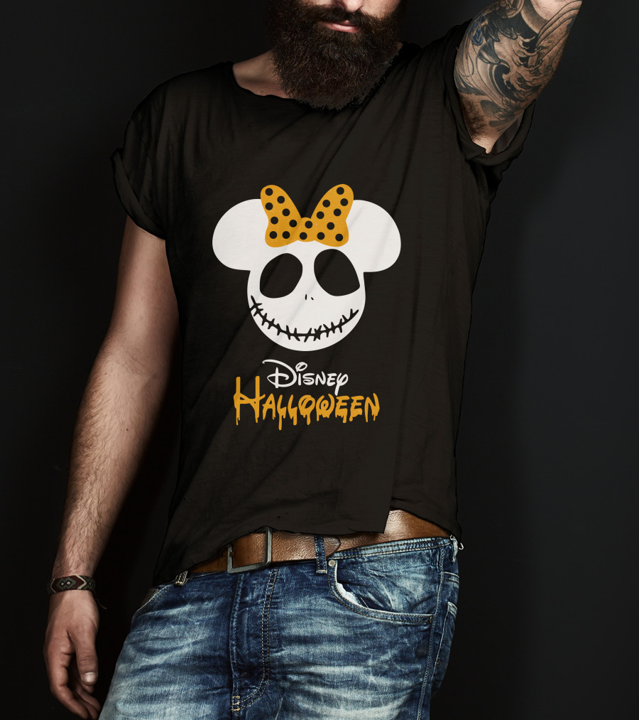Disney Halloween Minnie Mouse Skull Bow T-Shirt