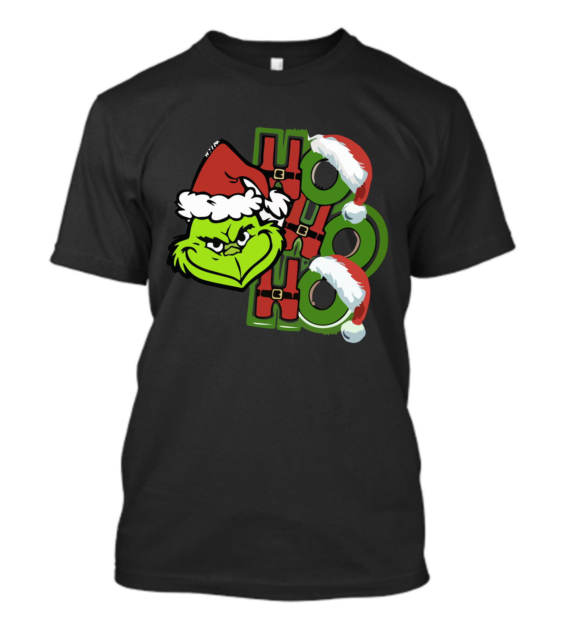 Ho Ho Ho Grinchmas With Santa Hats And Grinch Face T-Shirt