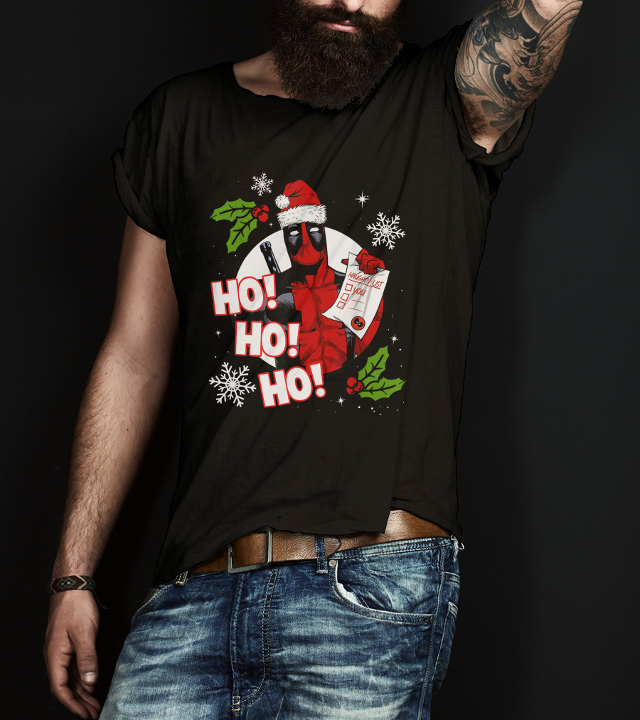 Deadpool Naughty List Ho Ho Ho Christmas T-Shirt
