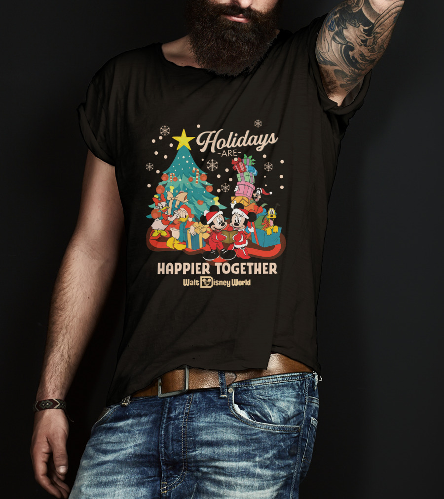 Walt Disney World Holidays Are Happier Together Mickey Minnie Christmas Tree T-Shirt