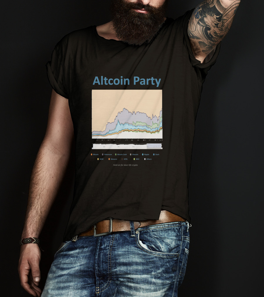 Altcoin Party Hold On For Dear Life Crypto Chart Featuring Bitcoin Ethereum Ripple NEO T-Shirt
