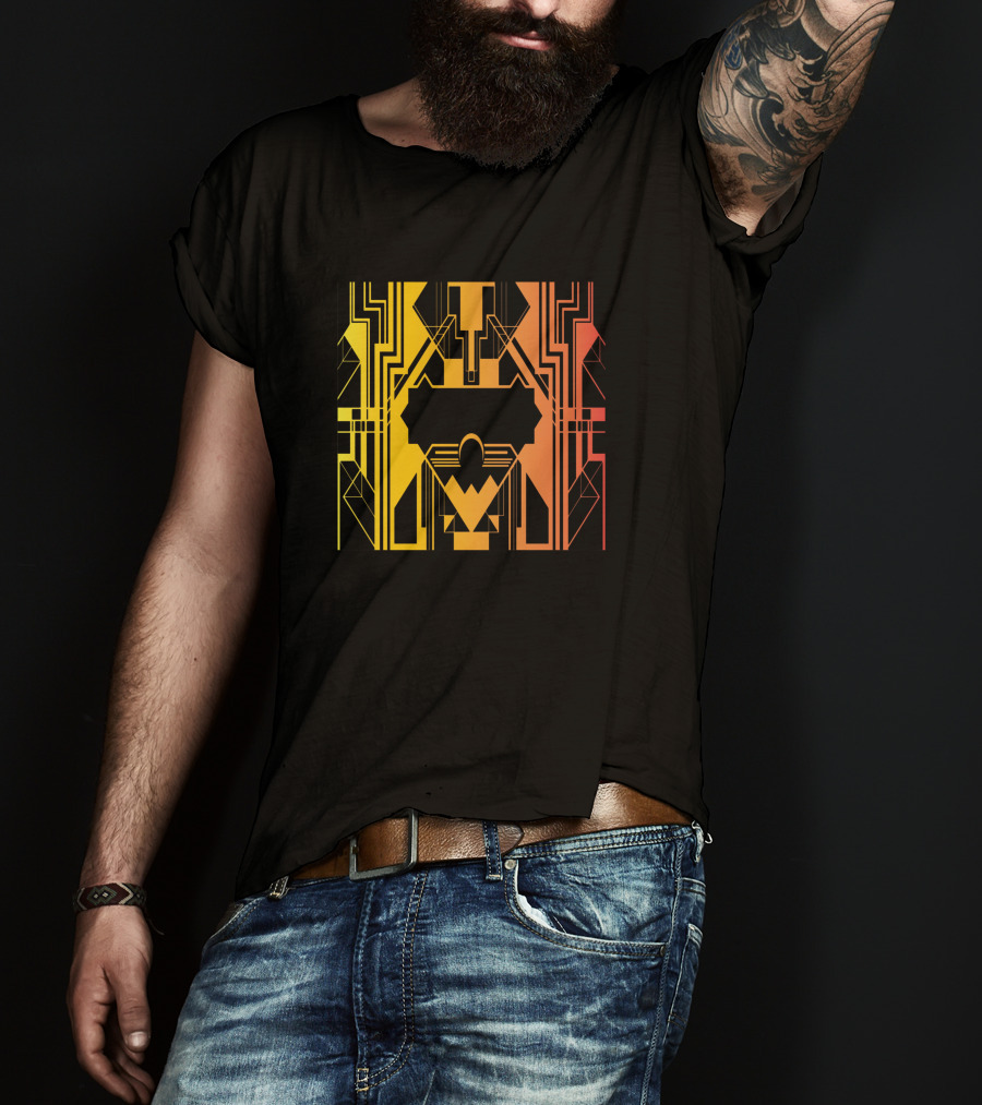 Ar Deco Geometric 444595 Black Orange Yellow T-Shirt