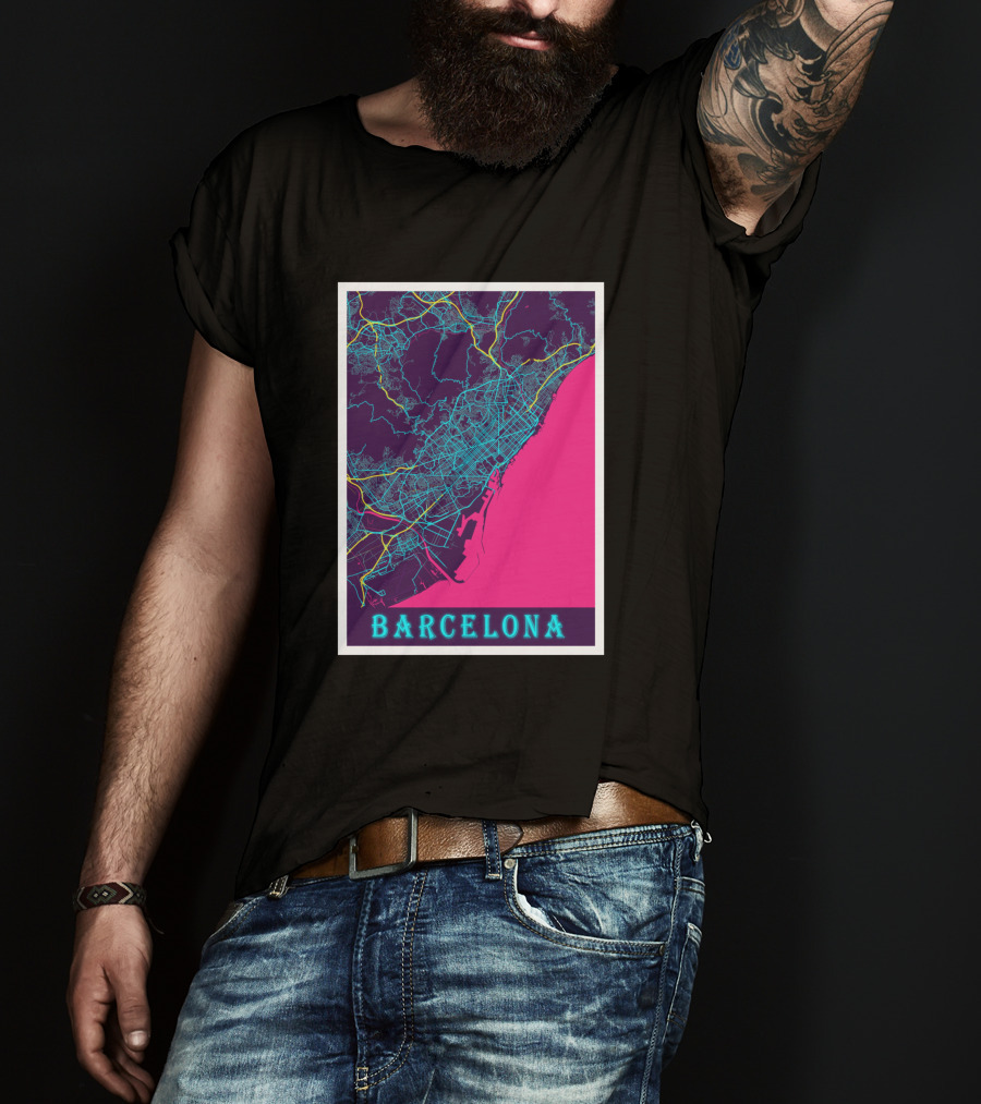 Barcelona Neon City Map 1670368 T-Shirt