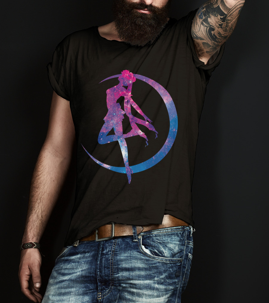 Sailor Moon Galaxy Silhouette Lunar Pose T-Shirt
