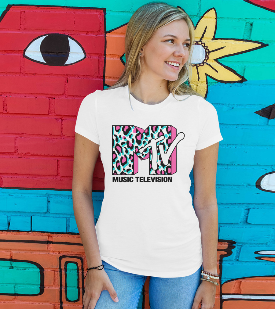 MTV Music Television Leopard Print 90s T-Shirt